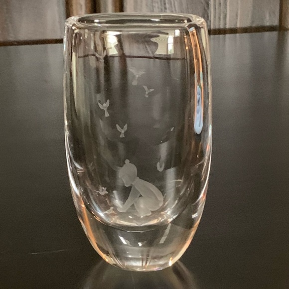 Orrefors Kostaboda Other - Orrefors Girl with Birds 6” Etched Crystal Vase